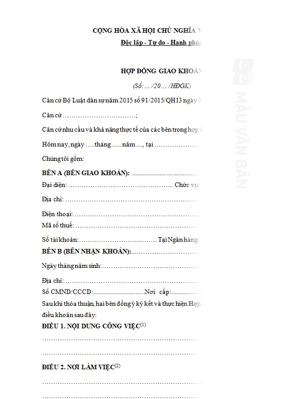 Hợp đồng giao khoán