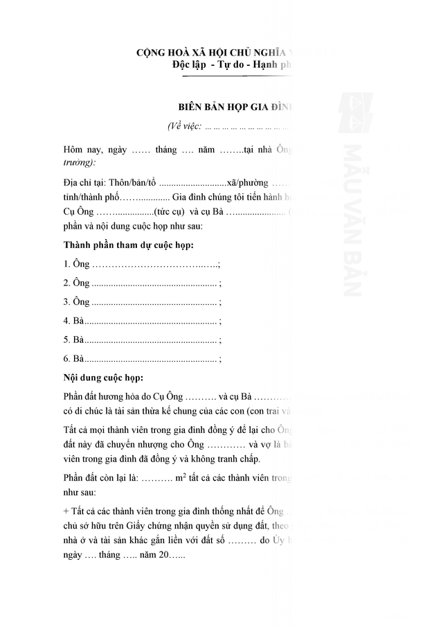 Biên bản họp gia đình