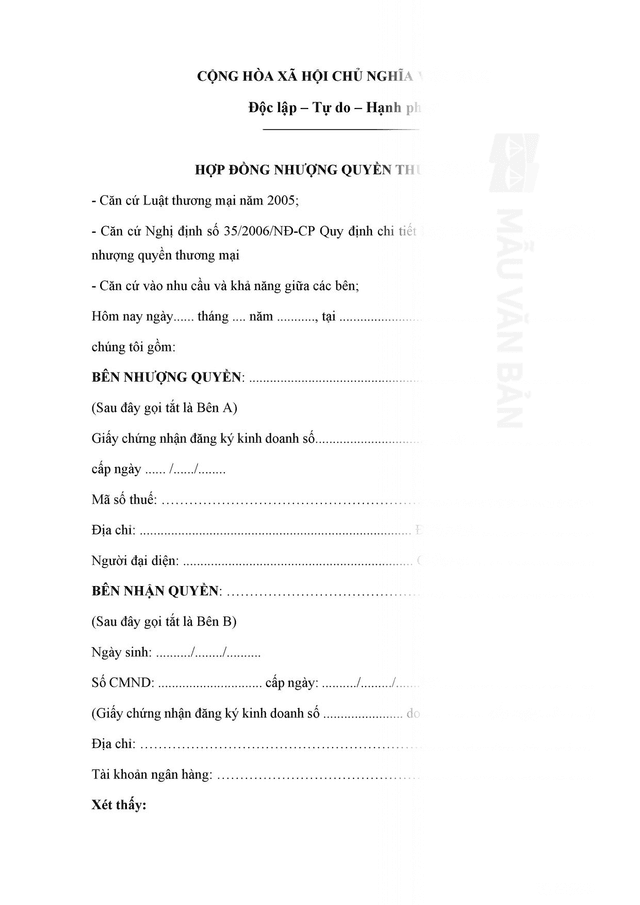 Hợp đồng chuyển nhượng quyền