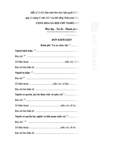 Mẫu đơn chia tài sản