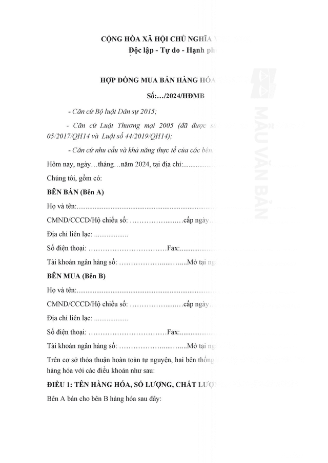 Hợp đồng mua bán cá nhân