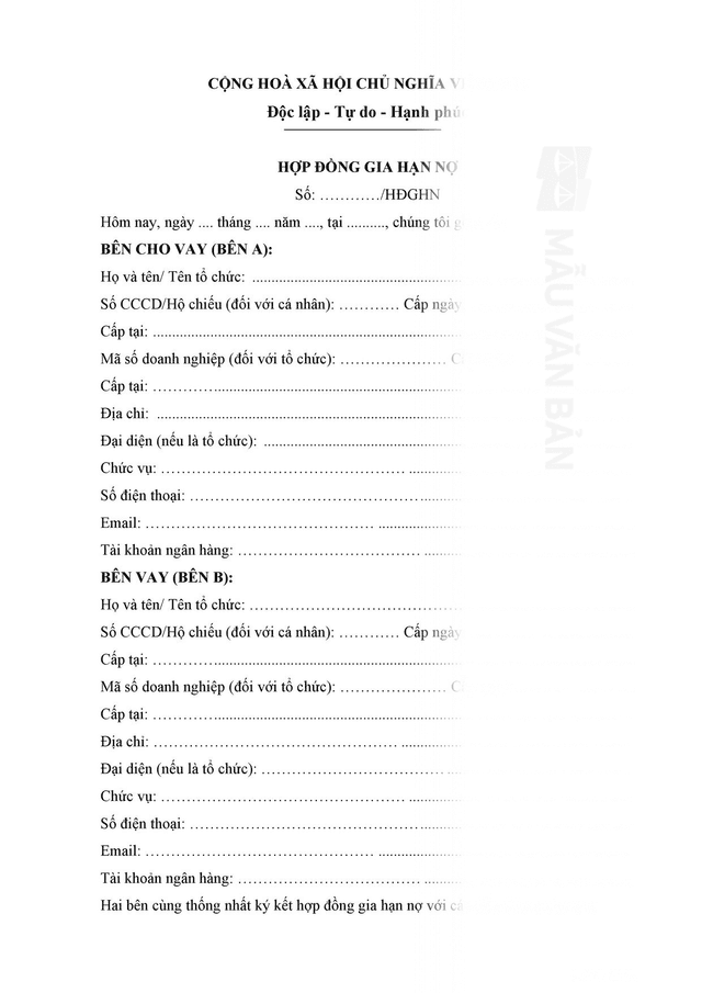 Hợp đồng gia hạn nợ