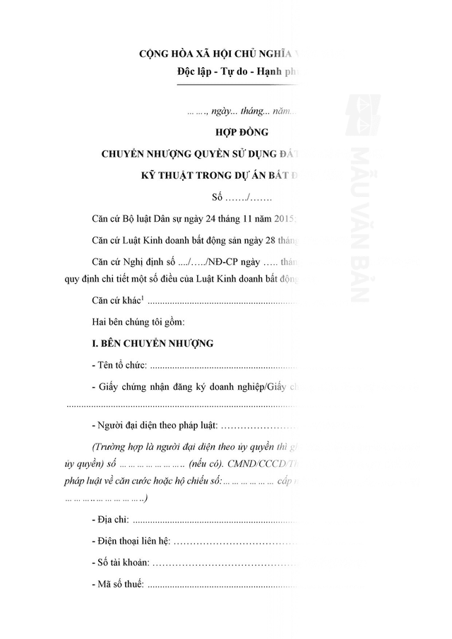 Đơn xin chuyển nhượng quyền sử dụng đất