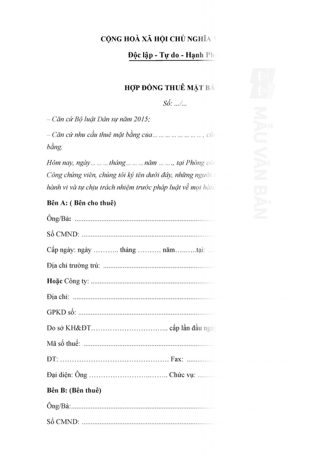 Hợp đồng thuê quán