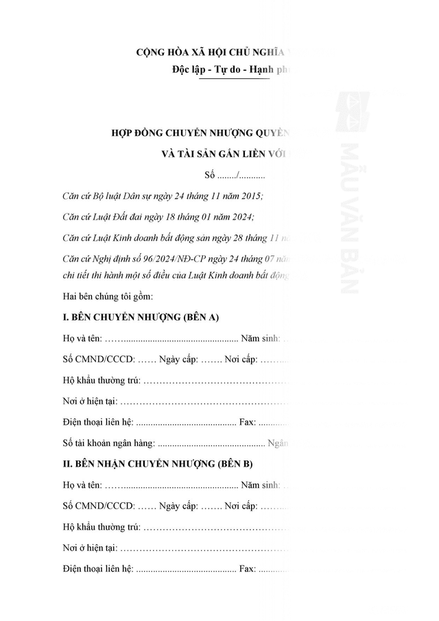 Hợp đồng chuyển nhượng quyền sử dụng đất