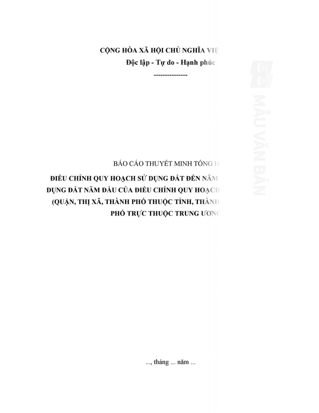 Báo cáo quy hoạch sử dụng đất