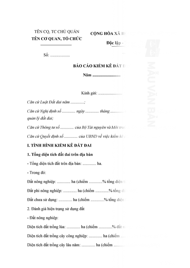 Báo cáo kiểm kê đất đai