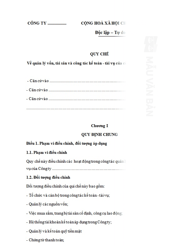Quy chế quản lý tài sản công ty