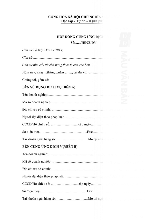 Hợp đồng dịch vụ lập báo cáo tài chính