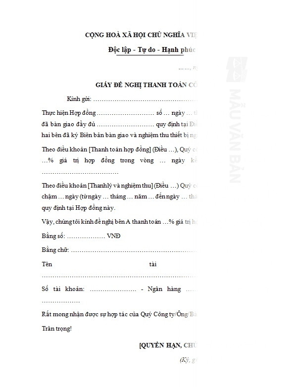 Biên bản thu hồi công nợ