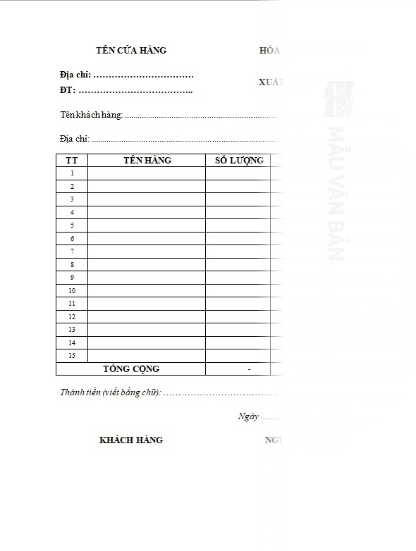 Mẫu hóa đơn xuất bán phế liệu
