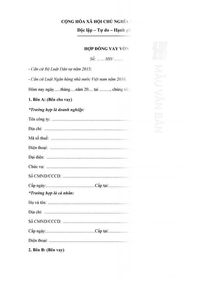 Hợp đồng vay vốn