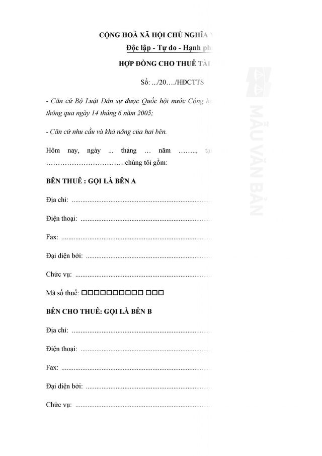 Hợp đồng thuê tài sản