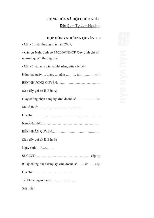 Hợp đồng nhượng quyền thương mại