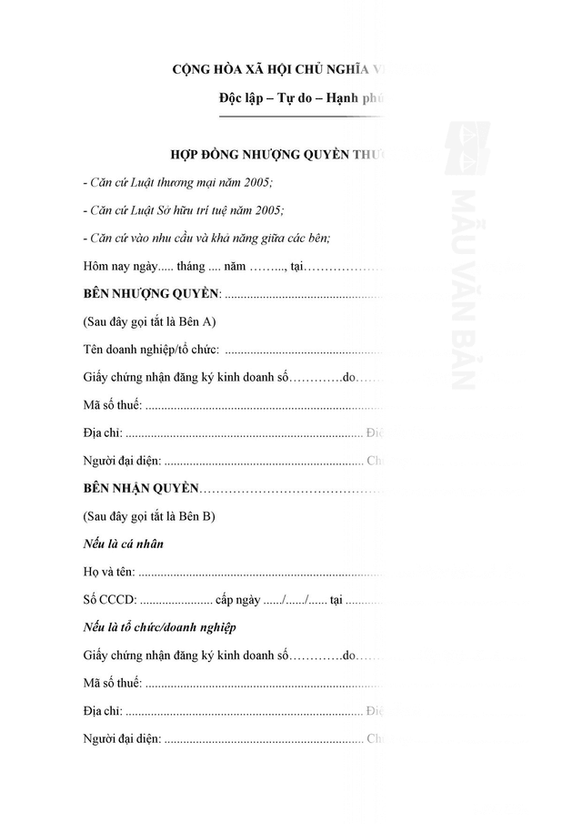 Hợp đồng nhượng quyền thương mại ngành bất động sản
