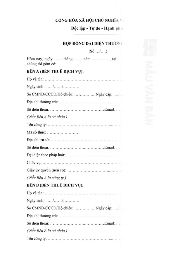 Hợp đồng đại diện thương mại