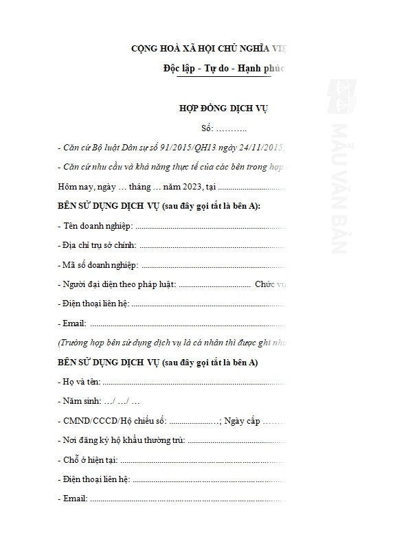 Hợp đồng cung cấp dịch vụ