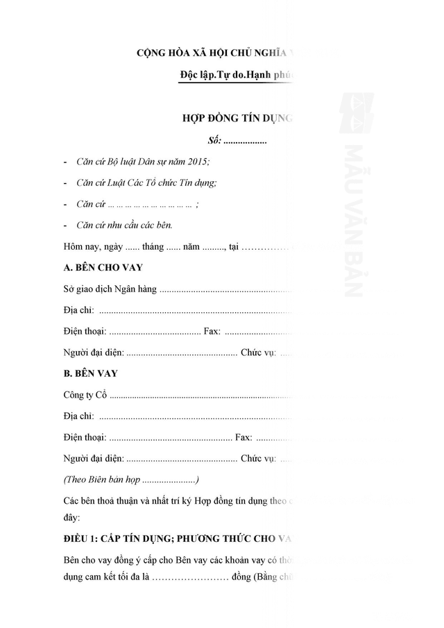 Hợp đồng tín dụng